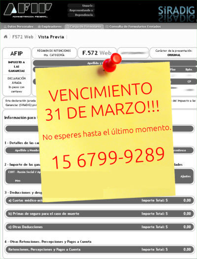 Asesoramiento Siradig Formulario 572 Web en Zona Norte y Ciudad Autonoma de Buenos Aires
